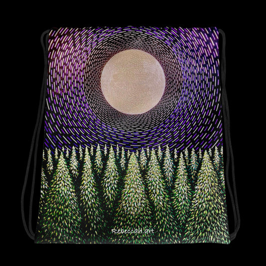 E - Full moon over forest - Drawstring bag