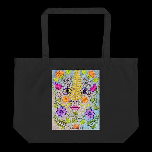 D - Nature Face - 20 x 14  organic cotton tote bag