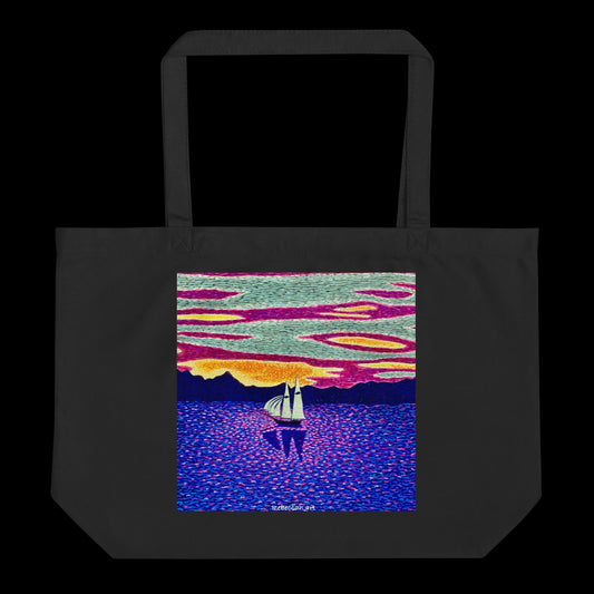 D - Sunset sailing - 20 x 14 organic cotton tote bag