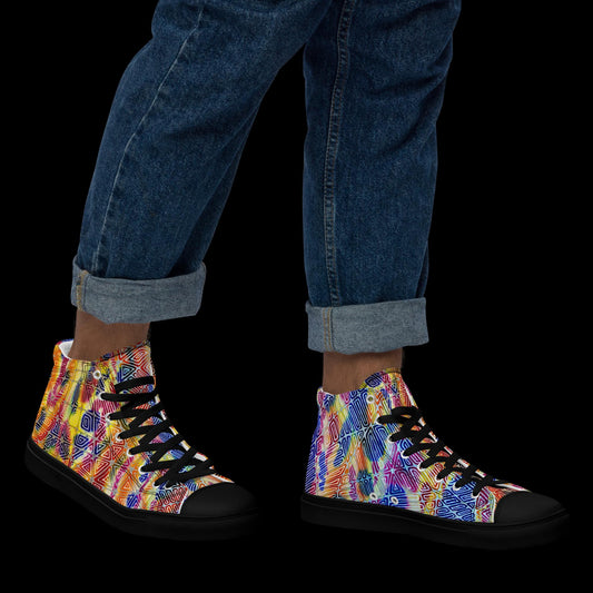 X - Abstract 3 - Men’s high top canvas shoes